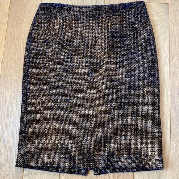 Talbots woven wool blend black copper metallic skirt - Picture 1 of 4